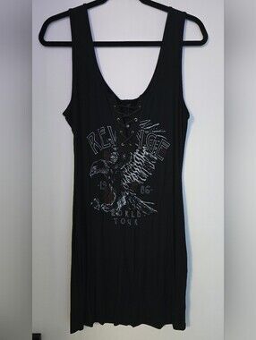 Missguided + Black Lace-Up Eagle Graphic Tank Dress